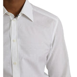 Dolce & Gabbana White Logo Cotton Men Dress GOLD Shirt