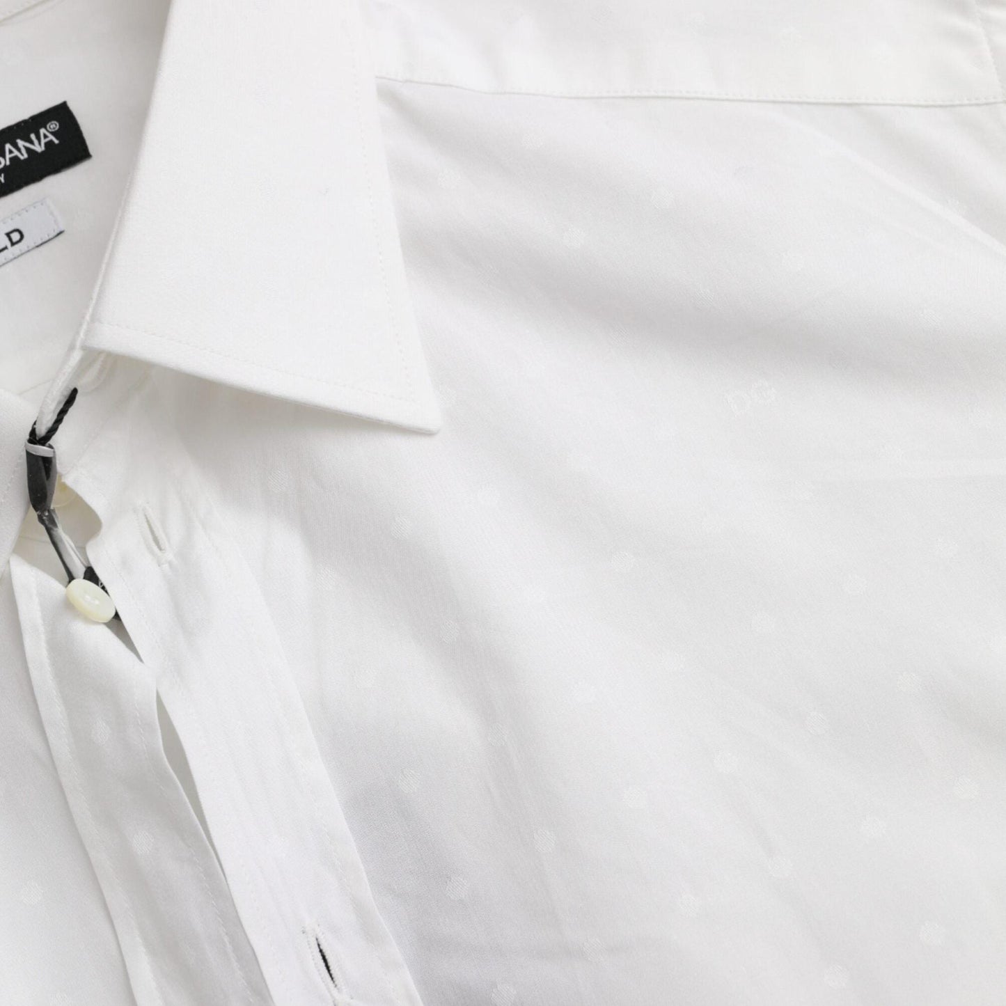 Dolce & Gabbana White Logo Cotton Men Dress GOLD Shirt