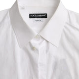 Dolce & Gabbana White Polka Dotted Cotton Dress GOLD Shirt