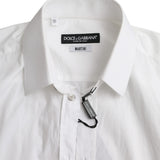 Dolce & Gabbana White Cotton Long Sleeve Dress MARTINI Shirt