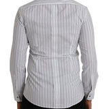 Dolce & Gabbana Black White Striped Formal Dress GOLD Shirt