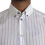 Dolce & Gabbana Black White Striped Formal Dress GOLD Shirt
