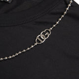 Dolce & Gabbana Black Cotton Silver Chain Short Sleeve T-shirt