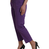 BENCIVENGA Purple Cotton MidWaist Straight Cropped Pants