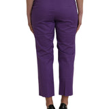 BENCIVENGA Purple Cotton MidWaist Straight Cropped Pants