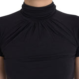 Costume National Black Turtleneck Viscose Short Sleeve Top