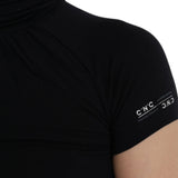 Costume National Black Turtleneck Viscose Short Sleeve Top