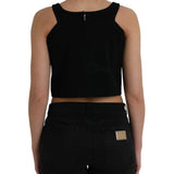 Dolce & Gabbana Black Sleeveless Round Neck Cropped Tank Top