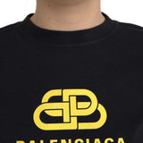 Balenciaga Black Cotton Logo Print Crew Neck Short Sleeves T-shirt