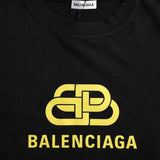 Balenciaga Black Cotton Logo Print Crew Neck Short Sleeves T-shirt