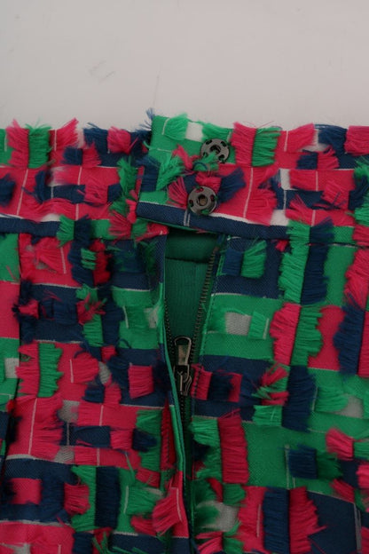 Dolce & Gabbana grøn, blå og pink jacquard pencilnederdel i polyester og silke