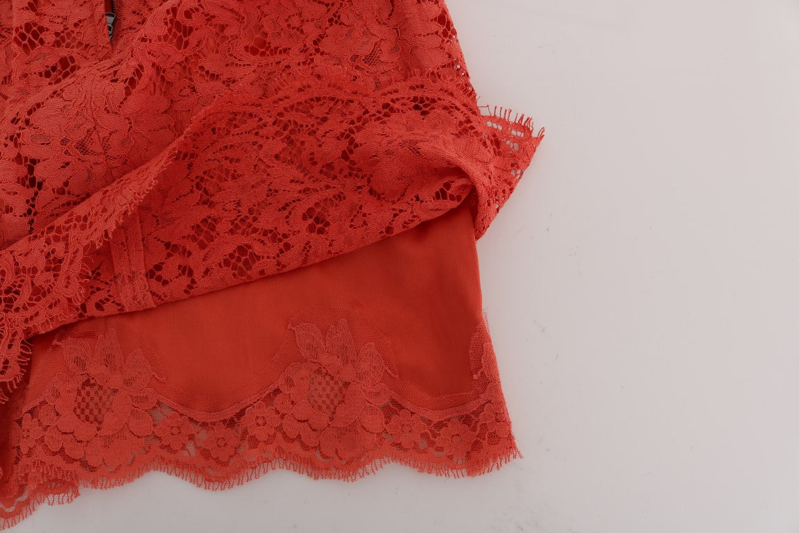 Orange Dolce & Gabbana pencilnederdel i macraméblonde