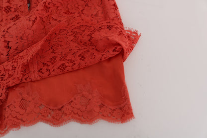Orange Dolce & Gabbana pencilnederdel i macraméblonde