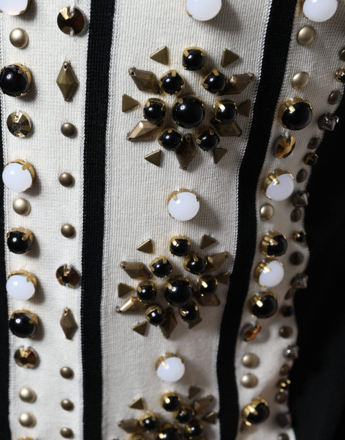 Dolce & Gabbana silkeskjorte med krystaludsmykning – sort/hvid