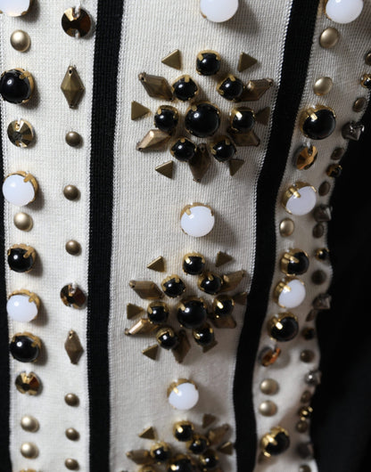 Dolce & Gabbana silkeskjorte med krystaludsmykning – sort/hvid