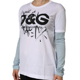 Dolce & Gabbana White Cotton Logo Print Round Neck T-shirt