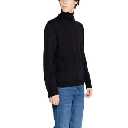 Armani Exchange Black Cotton Turtleneck