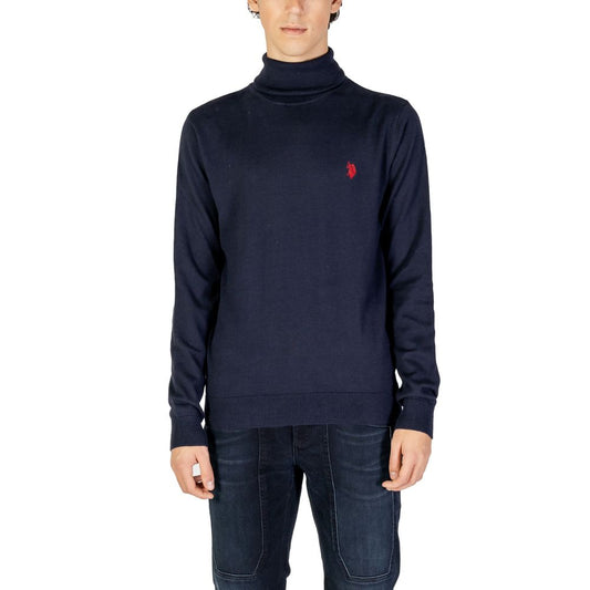 U.S. POLO ASSN. rullekravesweater i bomuld og cashmere – blå