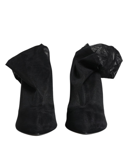 Dolce & Gabbana sorte sock boots i silke stretch mesh