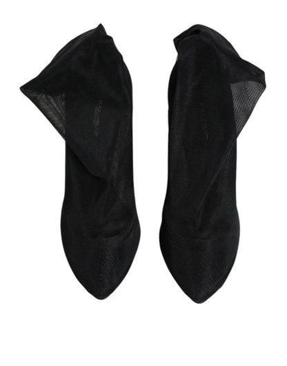 Dolce & Gabbana sorte sock boots i silke stretch mesh