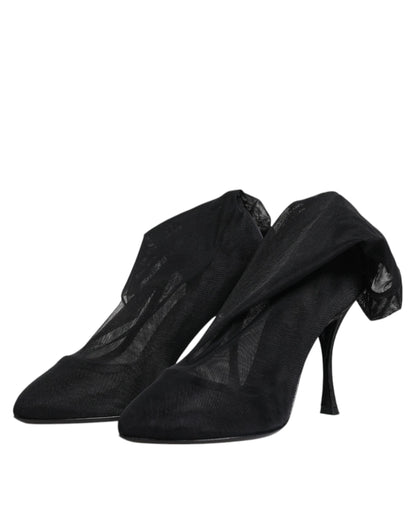 Dolce & Gabbana sorte sock boots i silke stretch mesh