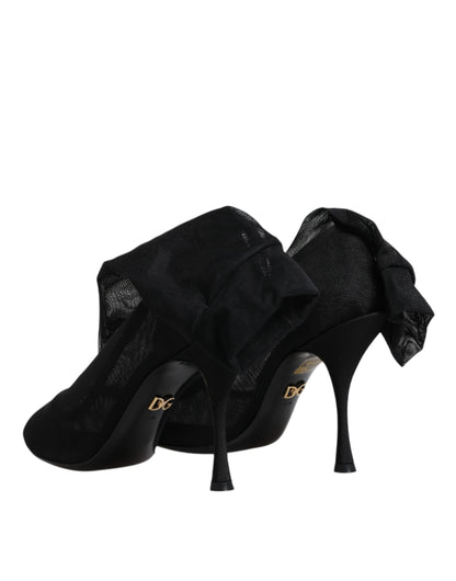 Dolce & Gabbana sorte sock boots i silke stretch mesh