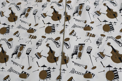 Hvid Dolce & Gabbana silkeskjorte med JAZZ-motivprint