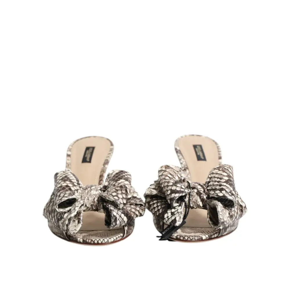 Dolce & Gabbana multicolor Keira bow læder peep-toe mules med slangeskind-bue