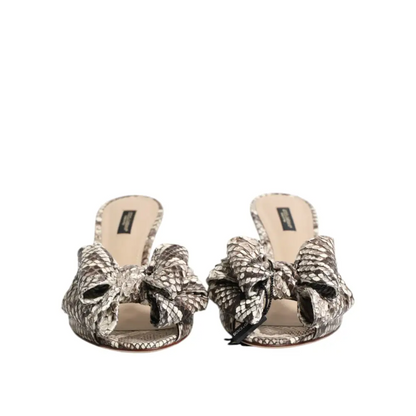 Dolce & Gabbana multicolor Keira bow læder peep-toe mules med slangeskind-bue