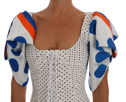 Dolce & Gabbana White Polka Silk Corset Bustier Top