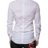 Dolce & Gabbana White Cotton Long Sleeves GOLD Dress Shirt