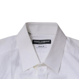Dolce & Gabbana White Cotton Long Sleeves GOLD Dress Shirt