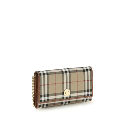 Burberry beige polyethylene clutch med beige sort hvid rød tern mønster