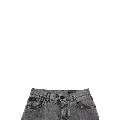 Dolce & Gabbana Dark Gray Washed Cotton Slim Fit Denim Jeans