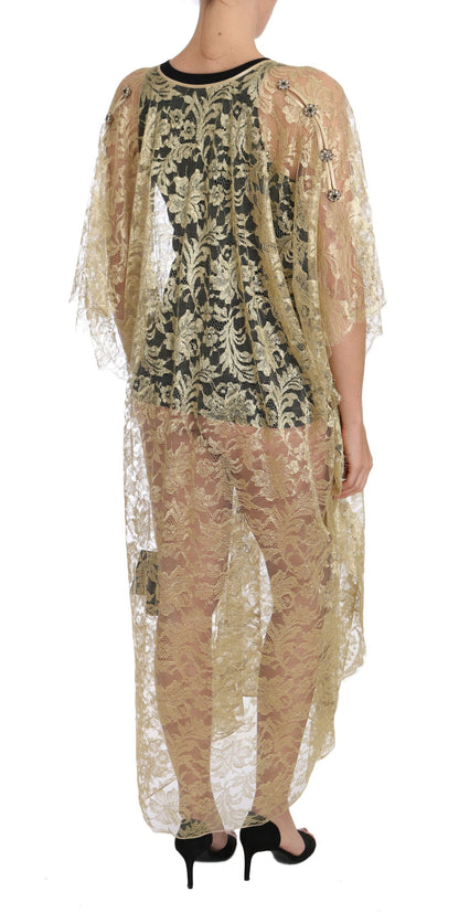 Gylden Dolce & Gabbana capedress i floral lace