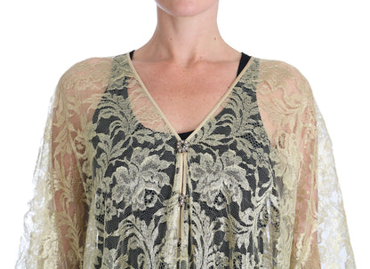 Gylden Dolce & Gabbana capedress i floral lace