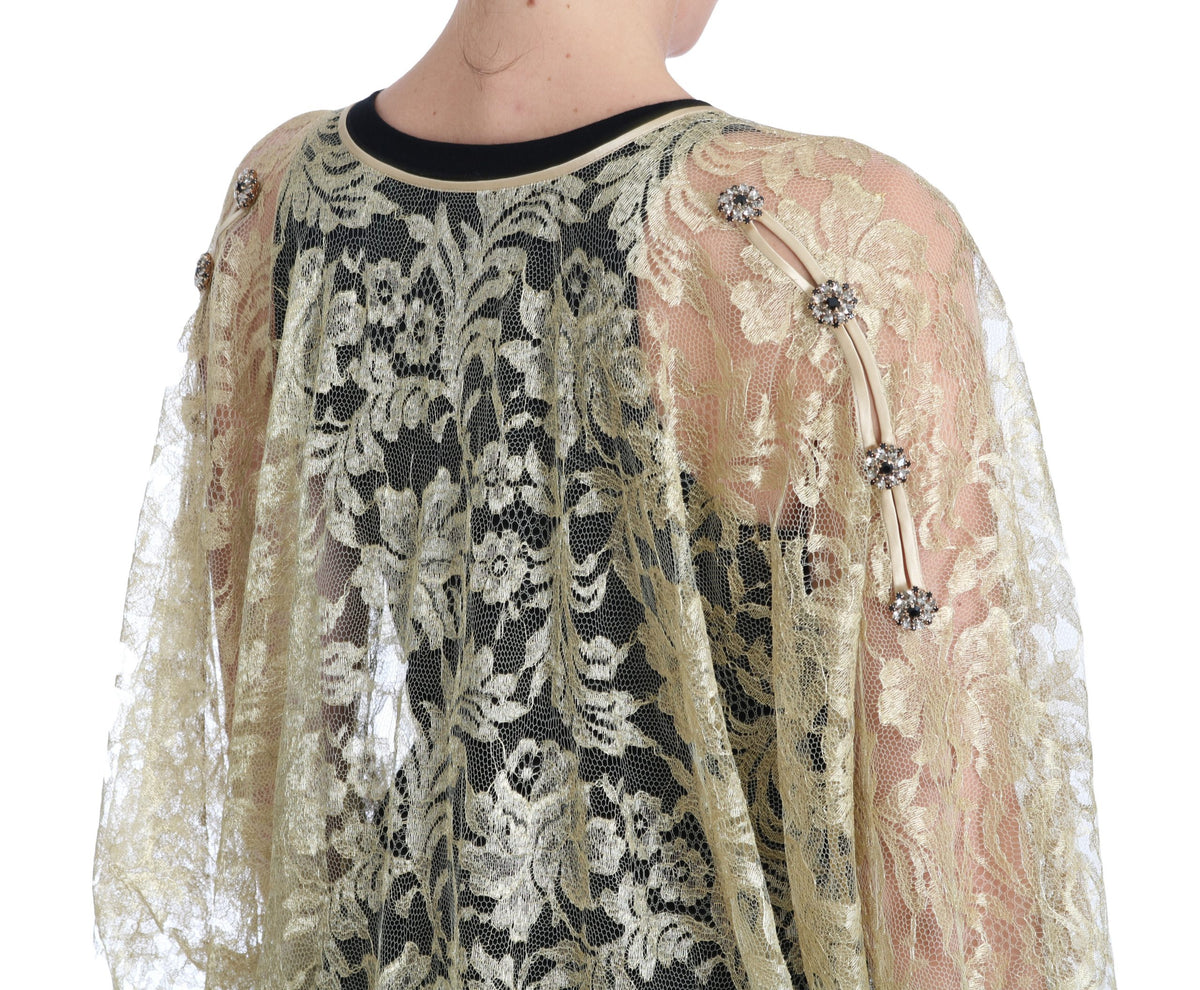Gylden Dolce & Gabbana capedress i floral lace
