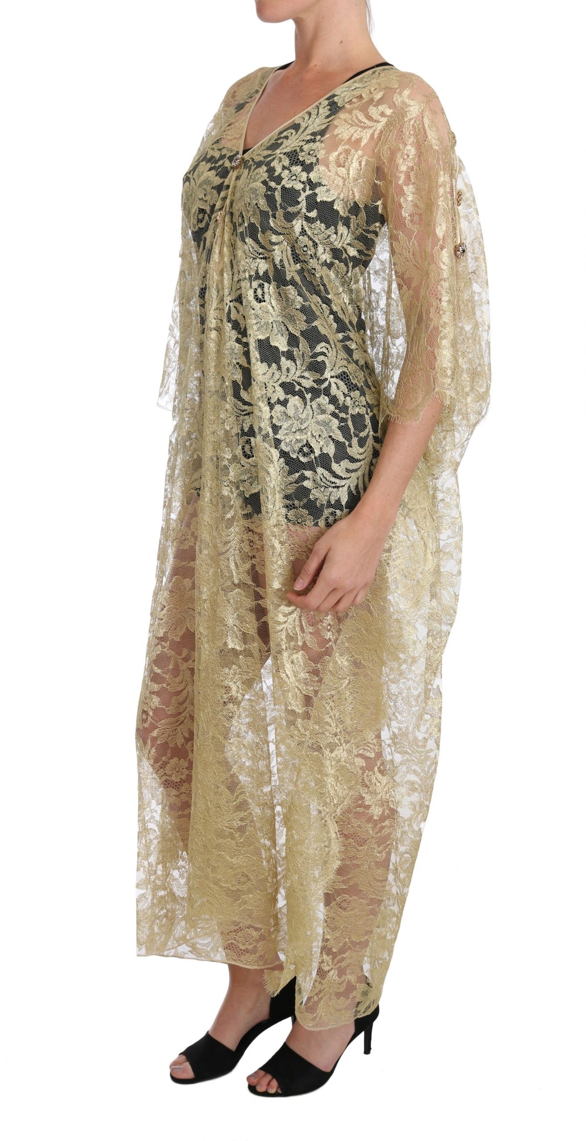 Gylden Dolce & Gabbana capedress i floral lace