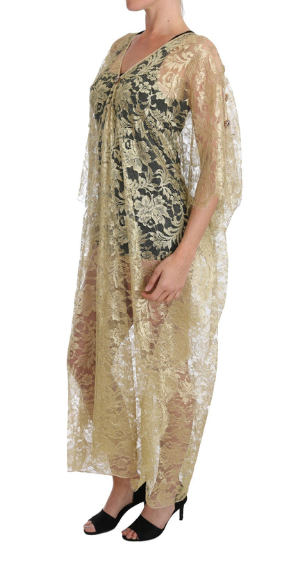 Gylden Dolce & Gabbana capedress i floral lace