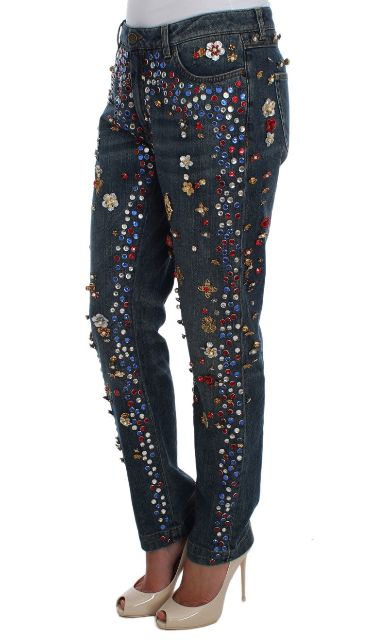 Dolce & Gabbana lyseblå jeans i bomuld med krystalpynt