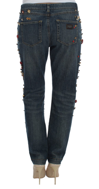 Dolce & Gabbana lyseblå jeans i bomuld med krystalpynt