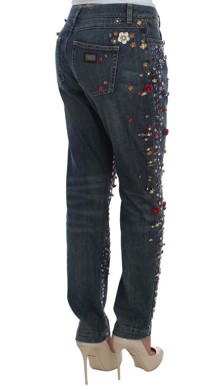 Dolce & Gabbana lyseblå jeans i bomuld med krystalpynt