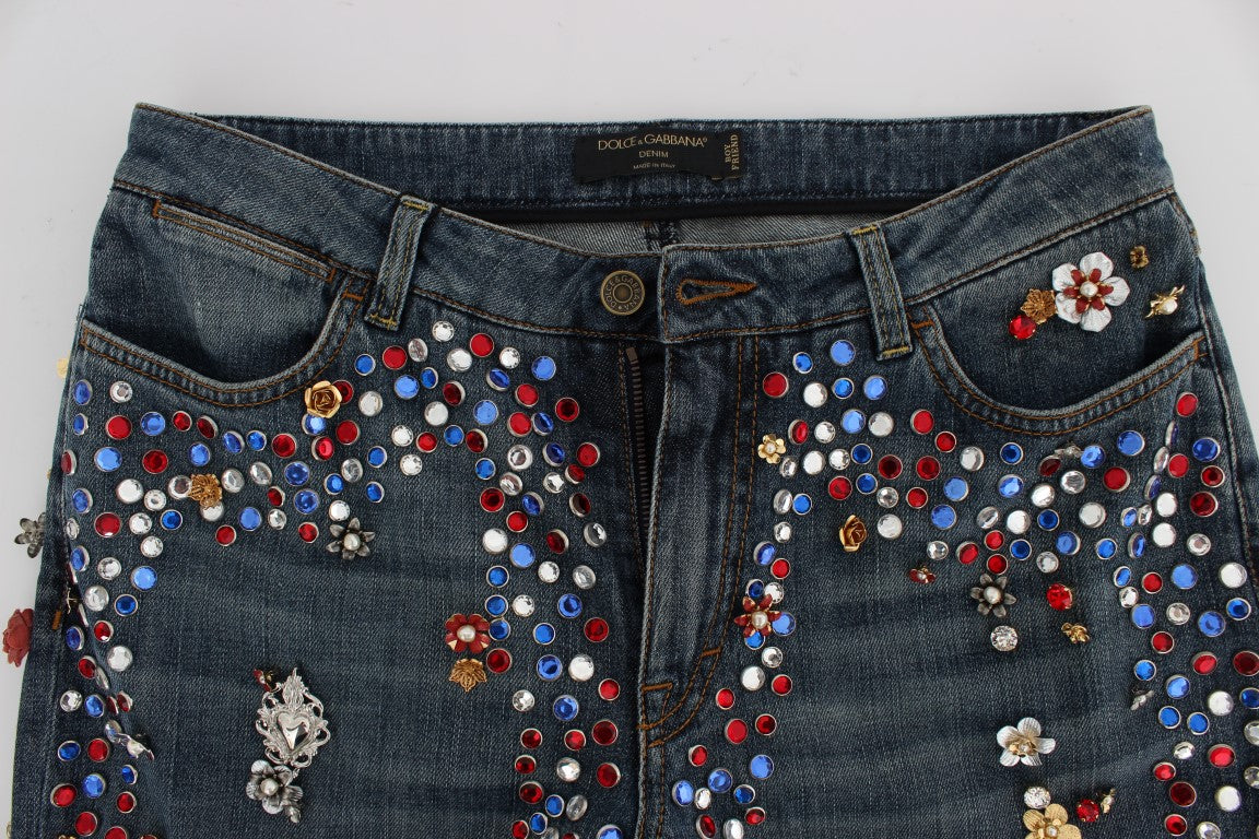 Dolce & Gabbana lyseblå jeans i bomuld med krystalpynt