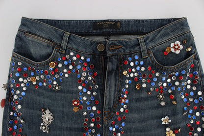 Dolce & Gabbana lyseblå jeans i bomuld med krystalpynt