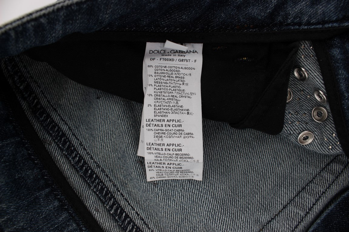 Dolce & Gabbana lyseblå jeans i bomuld med krystalpynt