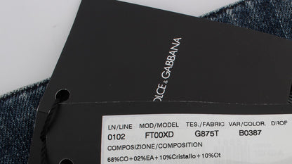 Dolce & Gabbana lyseblå jeans i bomuld med krystalpynt