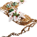 Dolce & Gabbana Gold Brass Lily Crystal Sacred Heart Pendant Necklace