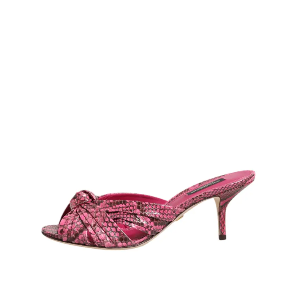 Dolce & Gabbana pink snakeskin læder heels slides med knude og tynd hæl