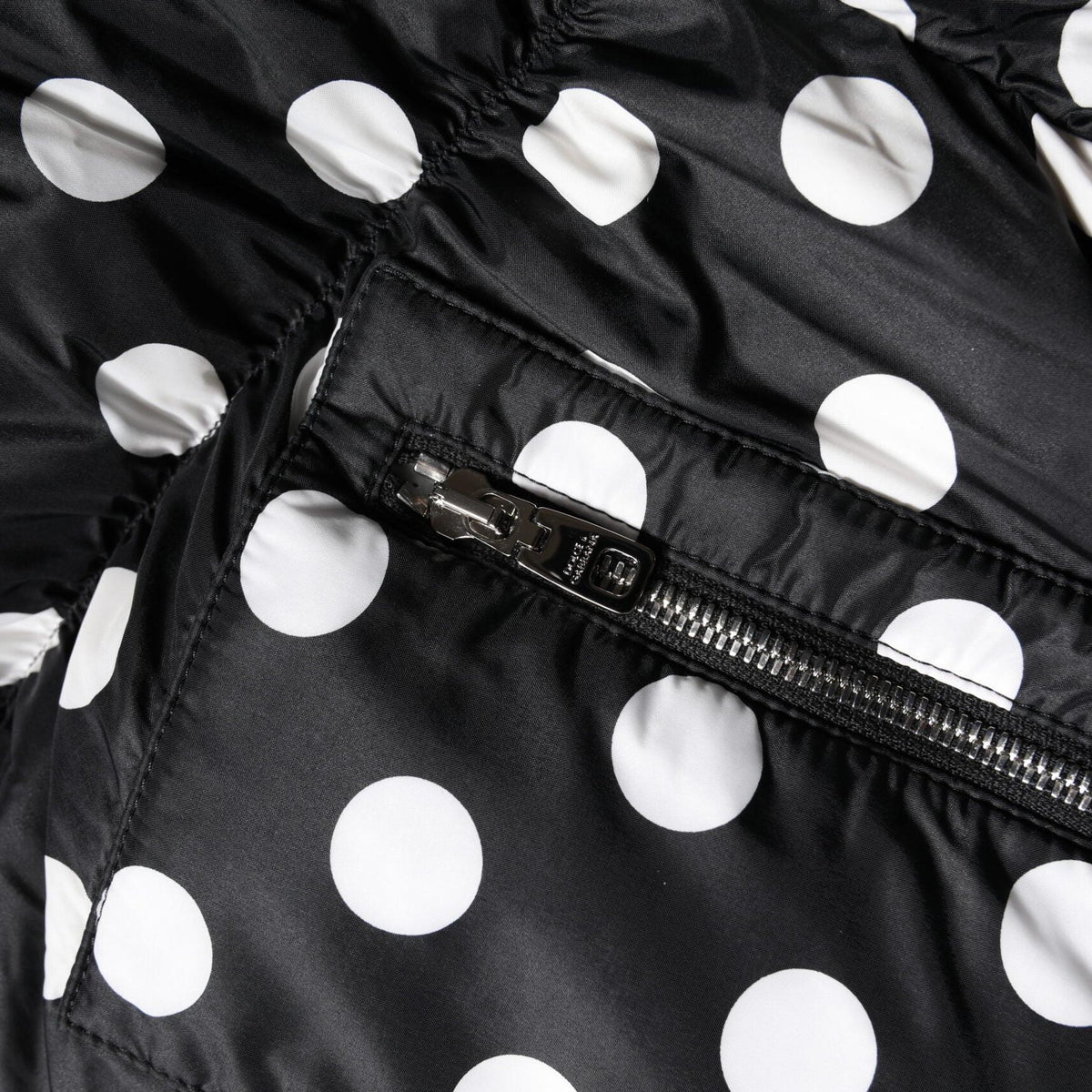 Dolce & Gabbana Black White Polka Dot Full Zip Puffer Jacket