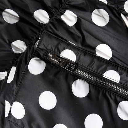 Dolce & Gabbana Black White Polka Dot Full Zip Puffer Jacket